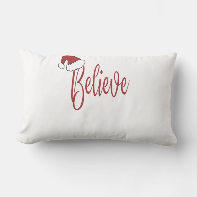 Almofada Lombar Acredite no Natal com o Papai Noel vermelho (Frente)