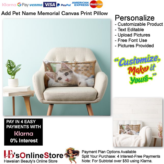 Almofada Lombar Adicionar Imagem do Nome Pets Para Sempre Amando-O (Add Pet Name Forever Loving You From Afar Memorial Lumbar Pillow.)