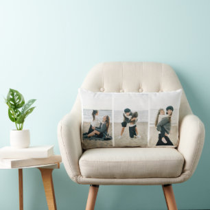 Almofada Lombar Adicione seu Travesseiro decorativo de 3 fotos