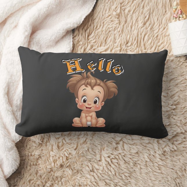 Almofada Lombar Adorable Cartoon Baby Sitting Cheerfully with Cute (Cobertor)