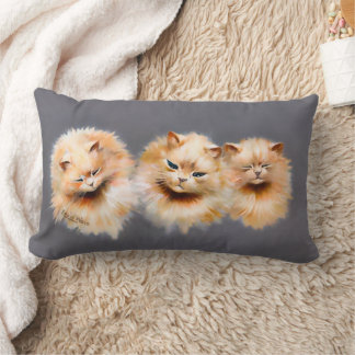 Almofada Lombar Adoráveis Três Gatos Fofinhos Decoração Felina Vin