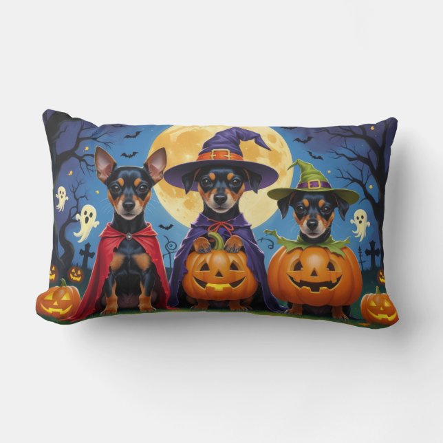 Almofada Lombar Affenpinscher Cães Abóbora Halloween Engraçado (Frente)