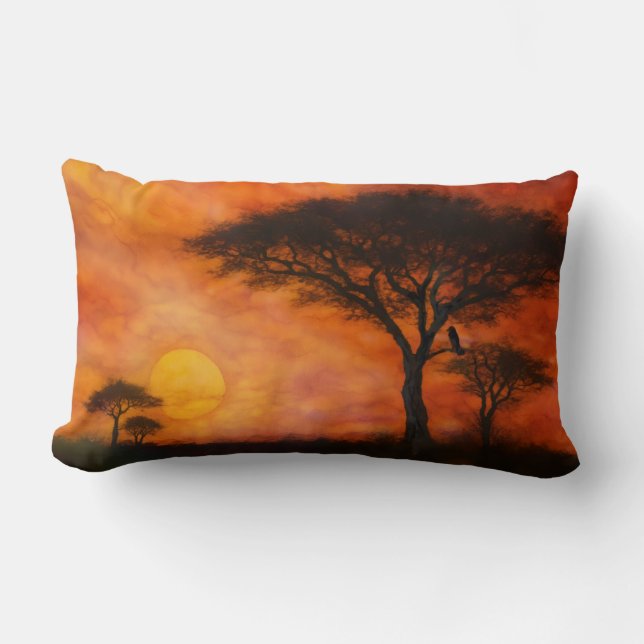 Almofada Lombar African Serengheti Sunset - Alcohol ink art (Frente)