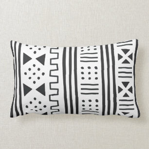 Almofada Lombar Africano branco MudCloth do preto   inspirado