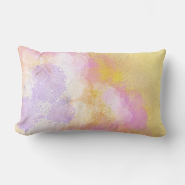 Almofada Lombar Aguarelas abstratas - fundo alaranjado (Frente)