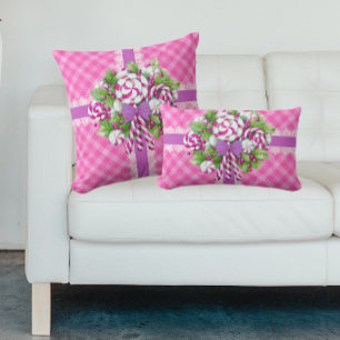 Almofada Lombar Algodão doce, rosa e púrpura