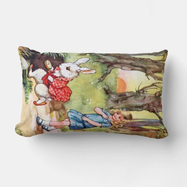Almofada Lombar Alice segue o coelho branco ao país das maravilhas (Frente)