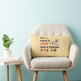 Almofada Lombar All I Need Is LOVE and a Yellow Lab Lumbar Pillow