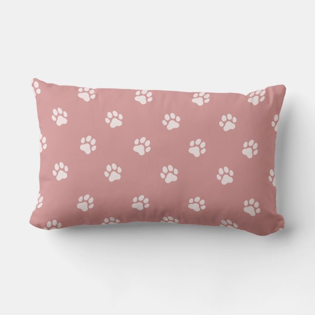 Almofada Lombar All Over Animal Paw Print Blush Pink (Verso)