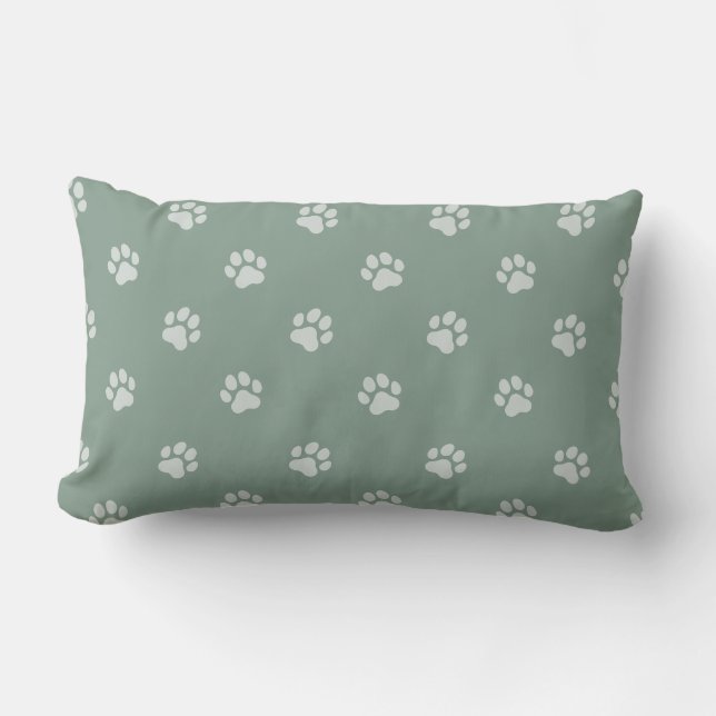 Almofada Lombar All Over Animal Paw Print Sage Green (Frente)