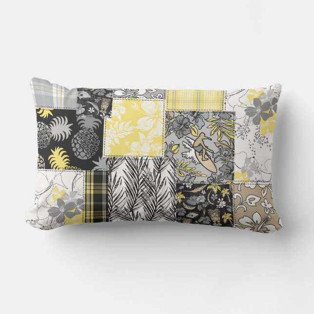 Almofada Lombar Aloha Patchwork Hawaiian Tropical Impressões - Neu (Frente)