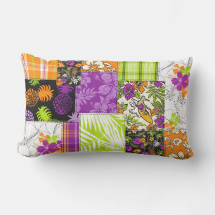 Almofada Lombar Aloha Patchwork Hawaiian Tropical Impressões - Vio