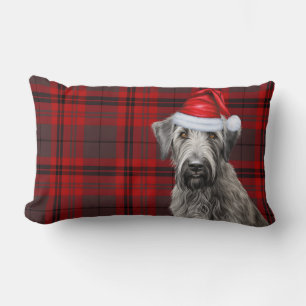 Almofada Lombar Amante de Cachorro Natal Wolfhound Xadrez Vermelho
