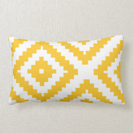 Almofada Lombar Amarelo e branco geométricos do teste padrão do