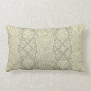 Almofada Lombar Amarelo floral e cinzas do vintage laçado