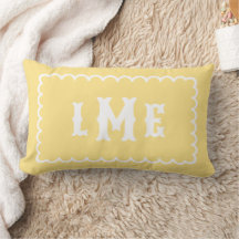Amarelo Manteiga e Branco com Monograma Escalonado
