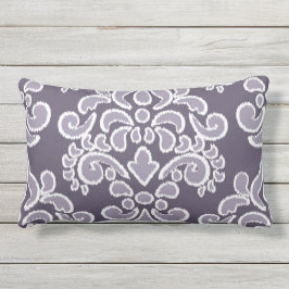 Almofada Lombar Ameixa floral e lavanda do damasco de Ikat