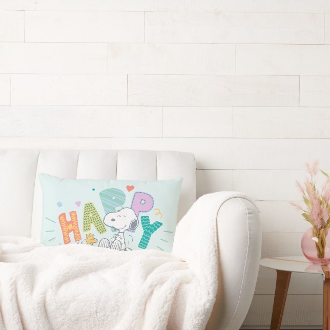 Almofada Lombar Amendoins | Snoopy & Woodstock Happy (Sofá)