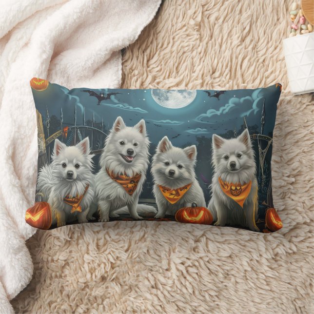 Almofada Lombar American Eskimo Halloween Spooky (Cobertor)