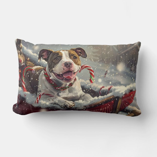 Almofada Lombar American Staffordshire Dog Natal Festivo (Frente)