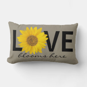 Almofada Lombar Amor Blooms Aqui Cinza de girassol Travesseiro lom