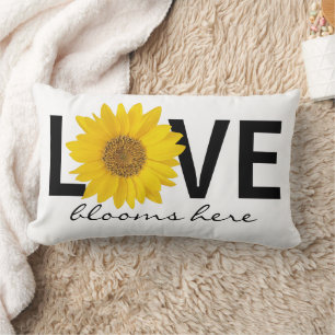 Almofada Lombar Amor Blooms Aqui Sunflower White Lumber Travesseir