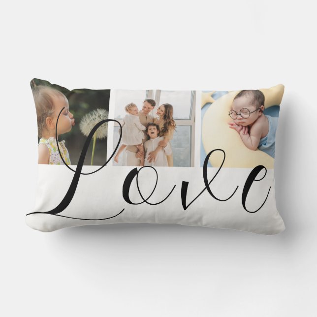 Almofada Lombar Amor com Lumbar de Colagem de Fotos Personalizada  (Frente)