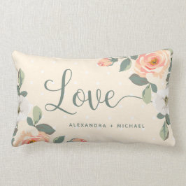 Almofada Lombar Amor floral do pêssego bonito |