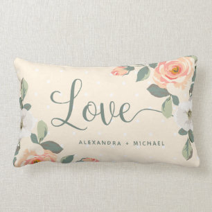 Almofada Lombar Amor floral do pêssego bonito