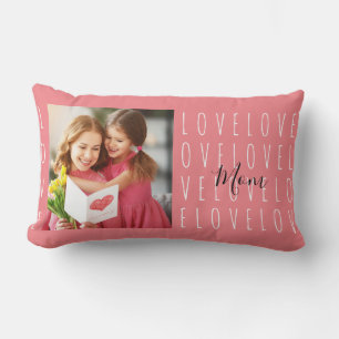 Almofada Lombar Amor Mãe Cita Foto Da Família Coral Pink
