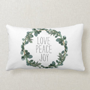 Almofada Lombar Amor Paz Felicidade Natal Eucalyptus Berry Wreath