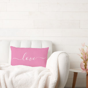 Almofada Lombar AMOR   Travesseiro Lombar Reversível Rosa e Branco