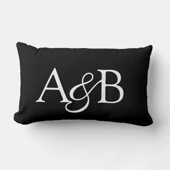 Almofada Lombar Ampersand Monogram Black and White Couple (Frente)