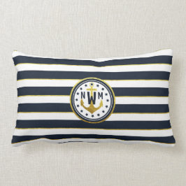 Almofada Lombar Âncora Náutica no Marinho e Dourado