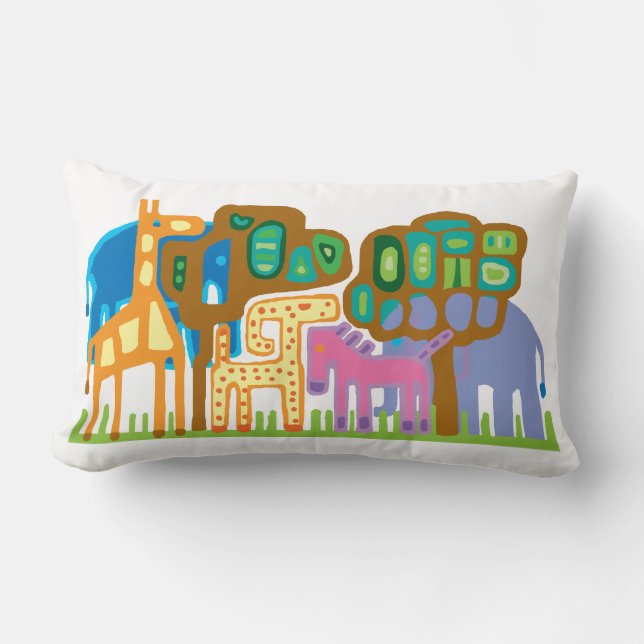 Almofada Lombar Animais africanos de arte étnica (Frente)