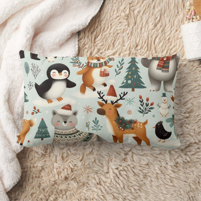 Almofada Lombar Animais de Natal Travesseiro de Flor Sem Olhos (Cobertor)