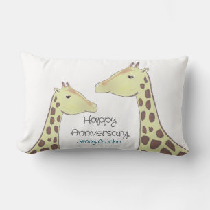 Almofada Lombar Aniversário de Casamento de Casal Giraffe