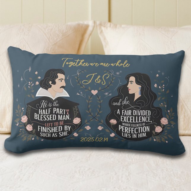 Almofada Lombar Aniversário Elegante Monograma Citação de Conto de (Criador carregado)