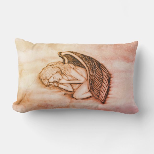 Almofada Lombar Anjo dormindo nas nuvens do céu (Frente)
