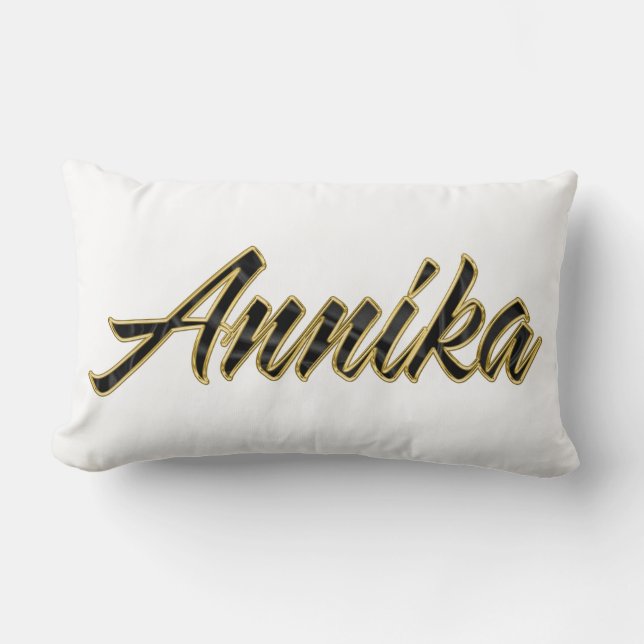 Almofada Lombar Annika black gold Lettering Kissen Deko (Frente)