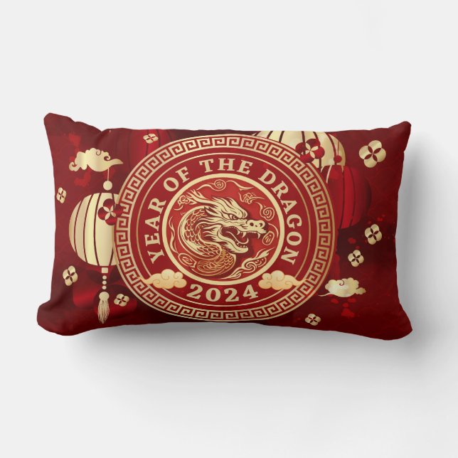 Almofada Lombar Ano do Dragão 2024 | Símbolo Zodiac Chinês (Frente)