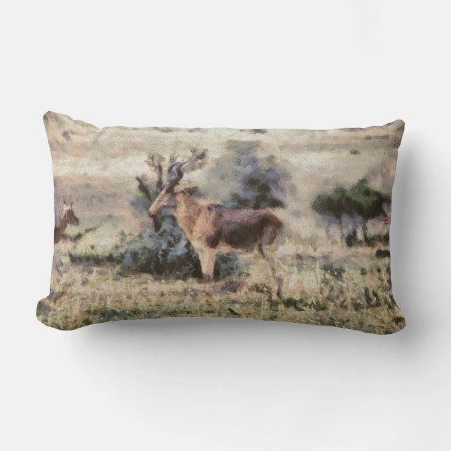 Almofada Lombar Antílope Pintado com abstrato na Natureza (Frente)