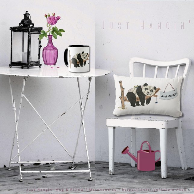 Almofada Lombar Apenas enforcando o Travesseiro decorativo de Adie (Just Hangin' Mug & Pillow designd by Poet Adiela Akoo. Shop my collection/store 4 more fab finds now)