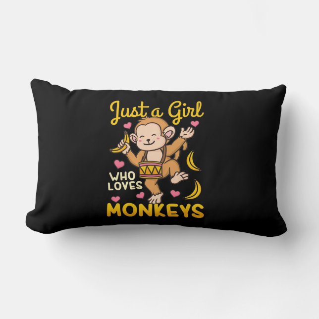 Almofada Lombar Apenas Uma Menina Que Ama Macacos (Frente)