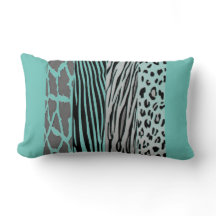 Aqua Animal Embossed Zebra Stripe Travesseiro
