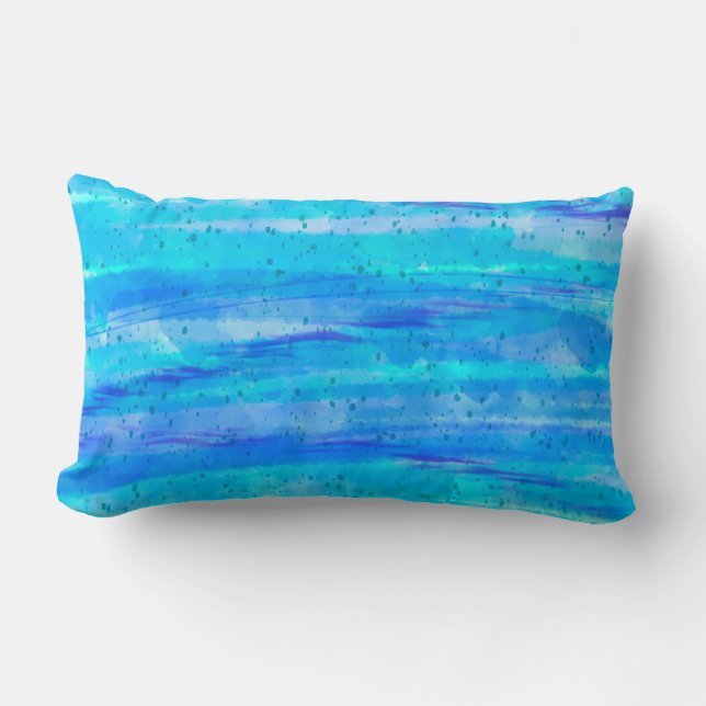 Almofada Lombar Aqua Blue Abstrato Waves (Frente)