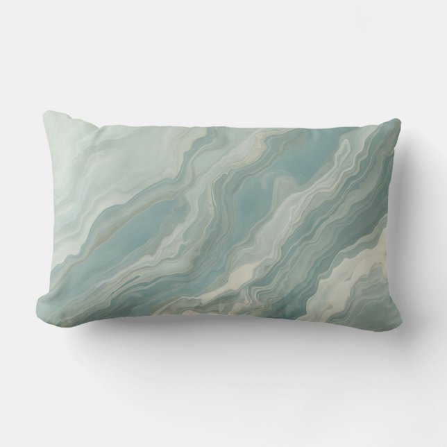 Almofada Lombar Aqua Blue Teal Sage Green Abstrato Impressão (Frente)