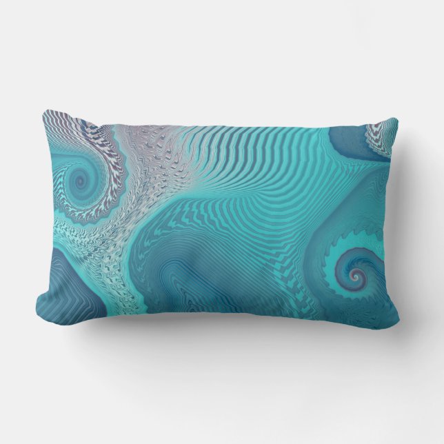 Almofada Lombar Aqua e Taupe Oceanic Swirls Abstrato (Frente)