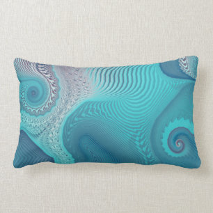 Almofada Lombar Aqua e Taupe Oceanic Swirls Abstrato