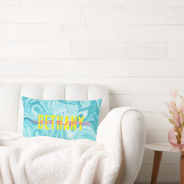 Almofada Lombar Aqua I AMA SURFING NAME Water Ocean Beach Fun (Sofá)